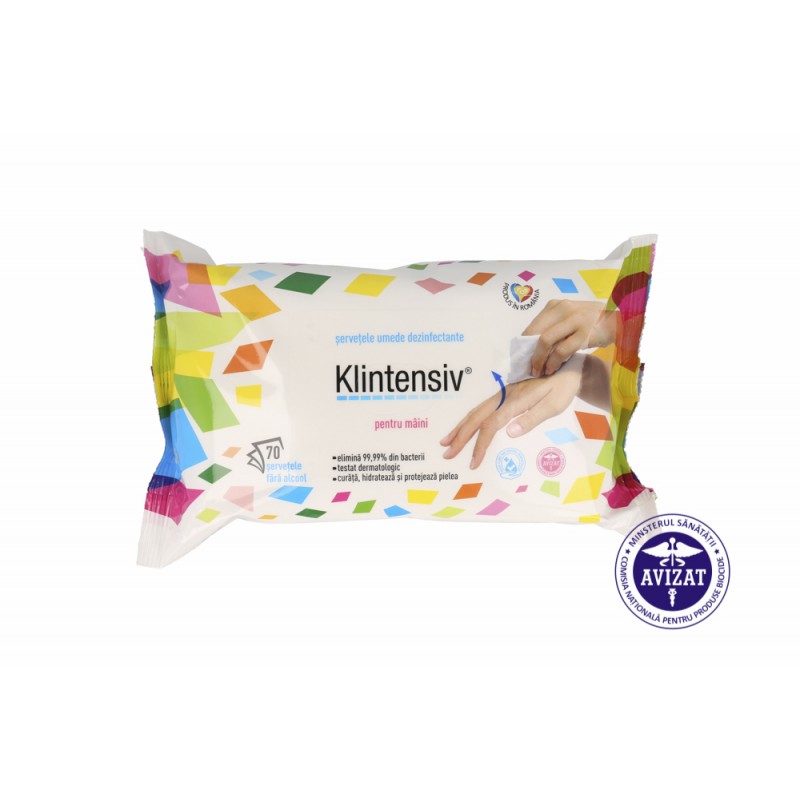 Klintensiv - servetele umede dezinfectante pentru maini 70 buc
