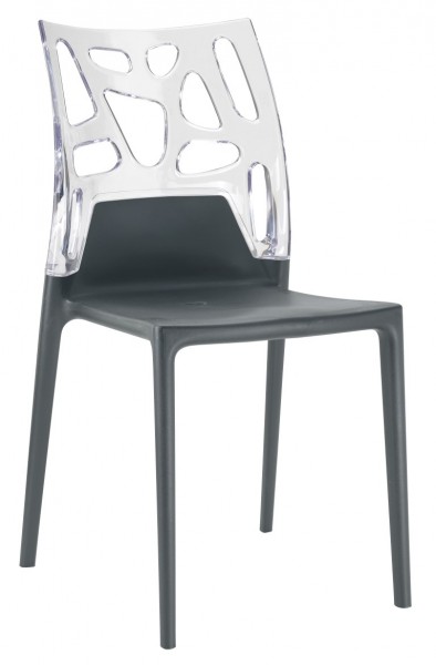 Scaun De Plastic Negru Cu Spatar Transparent CAHM imagine 2022 depozituldepapetarie.ro