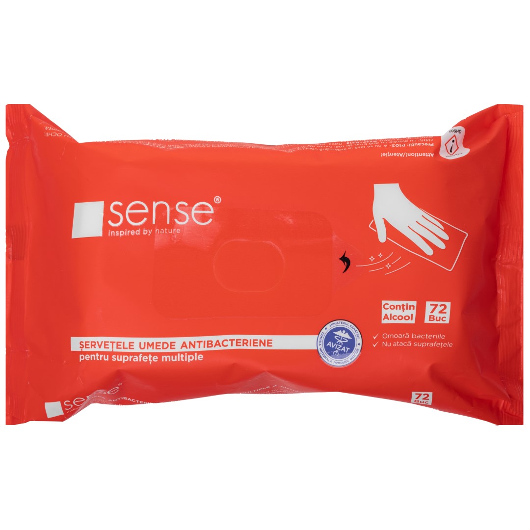 Servetele umede pentru suprafete 72 bucati/pachet Sense