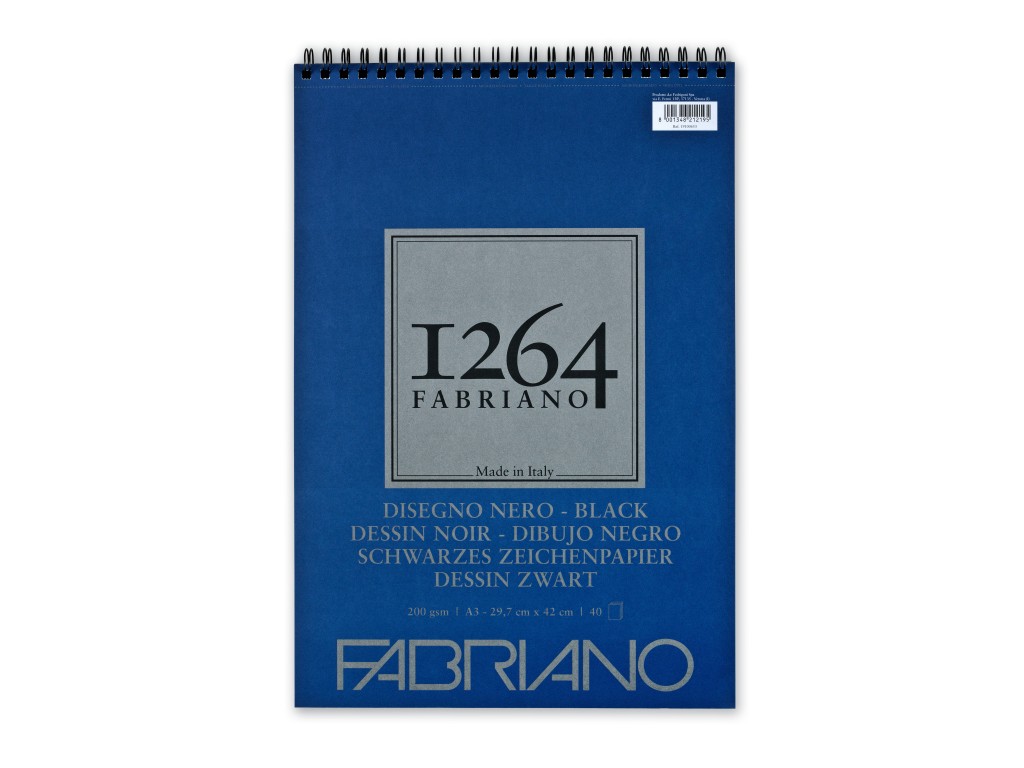 Bloc desen 1264 Black Drawing A3 200gr 40 file cu spirala Fabriano