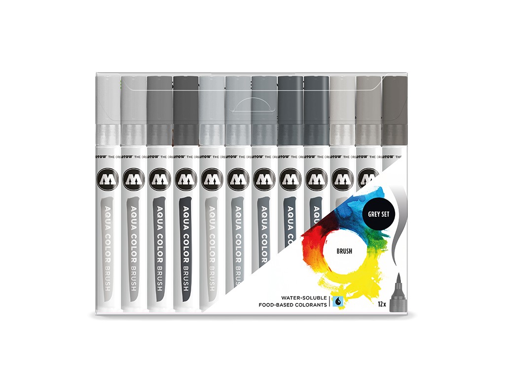 Aqua color brush grey set