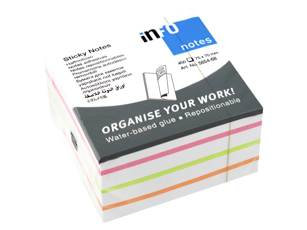 Cub notes adeziv 75 x 75 mm  450 file  Info Notes