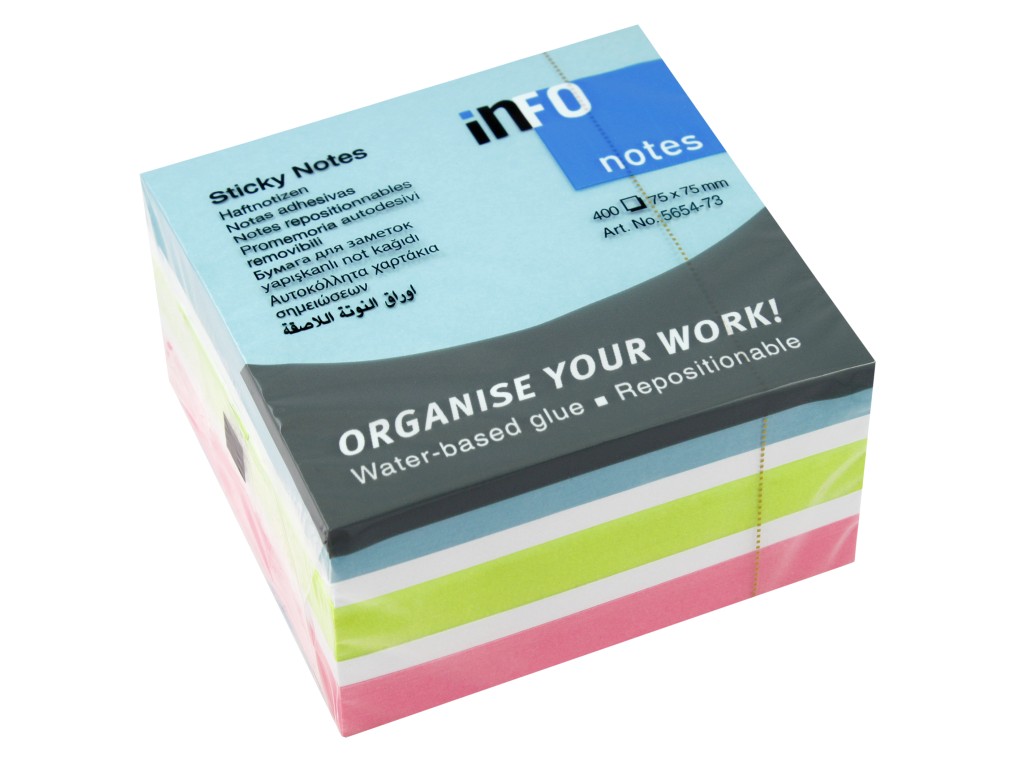 Cub notes adeziv 75 x 75 mm multicolor Info Notes