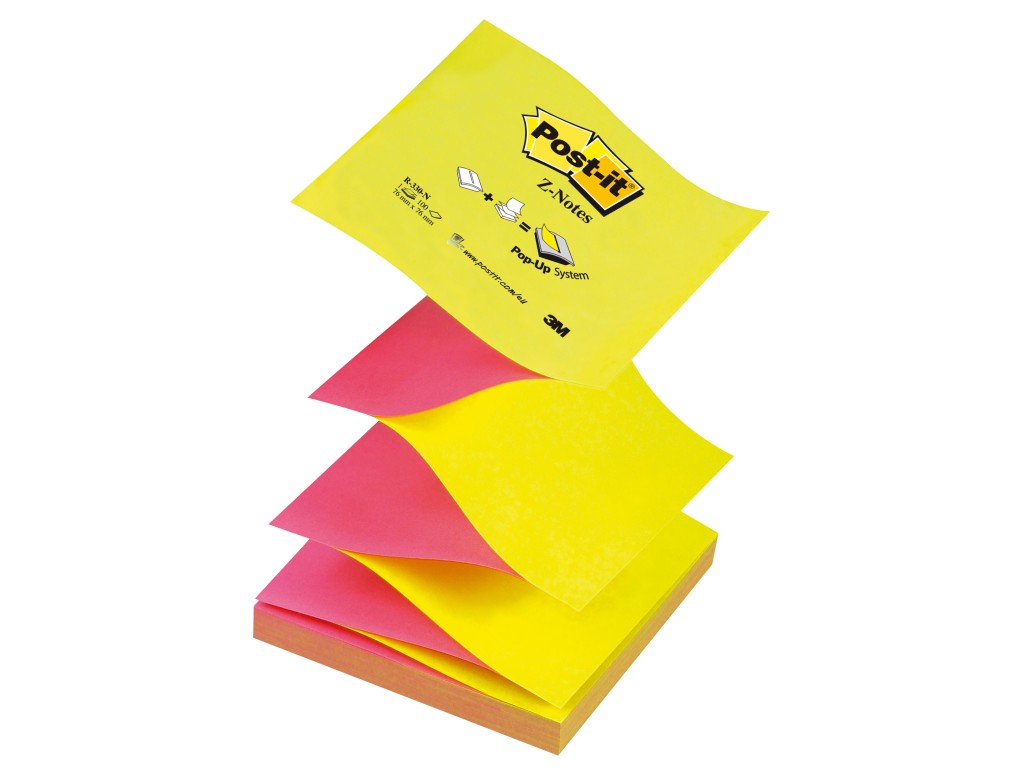 Notes adeziv Post-it® „Z” Neon bicolor Post-it