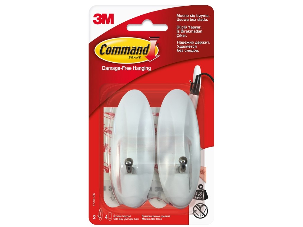 Carlige cu tija metalica design mediu command 3m