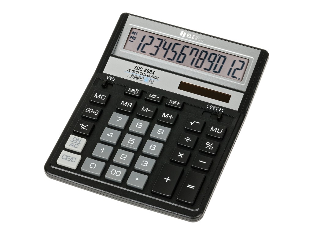 Calculator de birou 12 digiti  203 x 158 x 31 mm  Eleven SDC-888X-BK