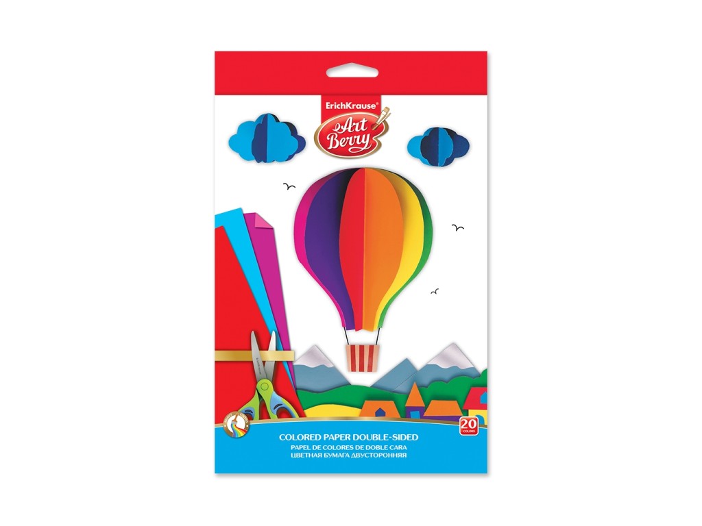 Hartie colorata dubla B5 asortata 80 g/mp 10 coli/set Art Berry Erich Krause