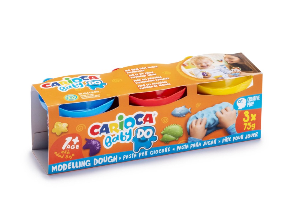 Plastilina baby dough carioca 3x75 g/cutie