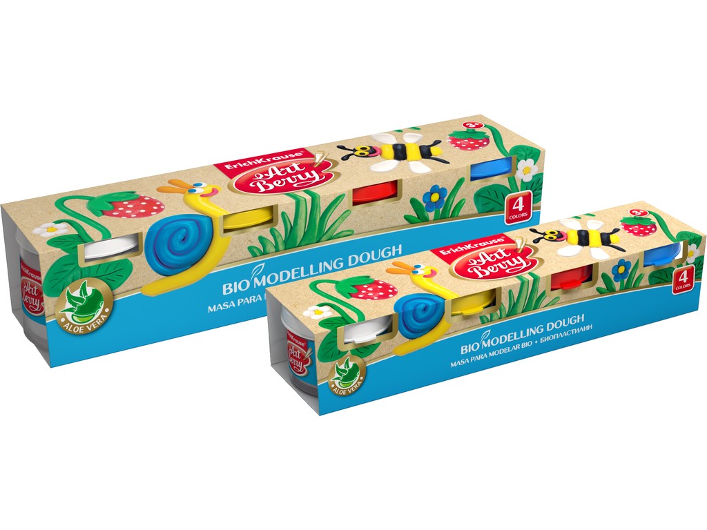 Plastilina artberry bio cu aloe vera 4x35g + cutit modelaj