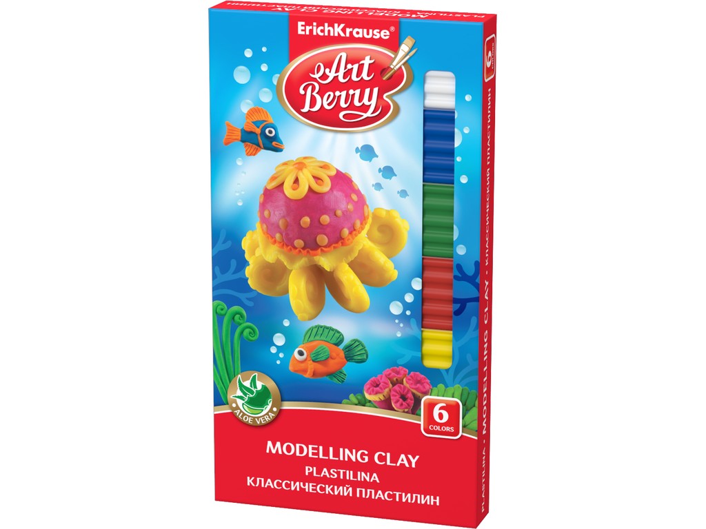Plastilina ArtBerry cu Aloe Vera 6 culori + cutit modelaj