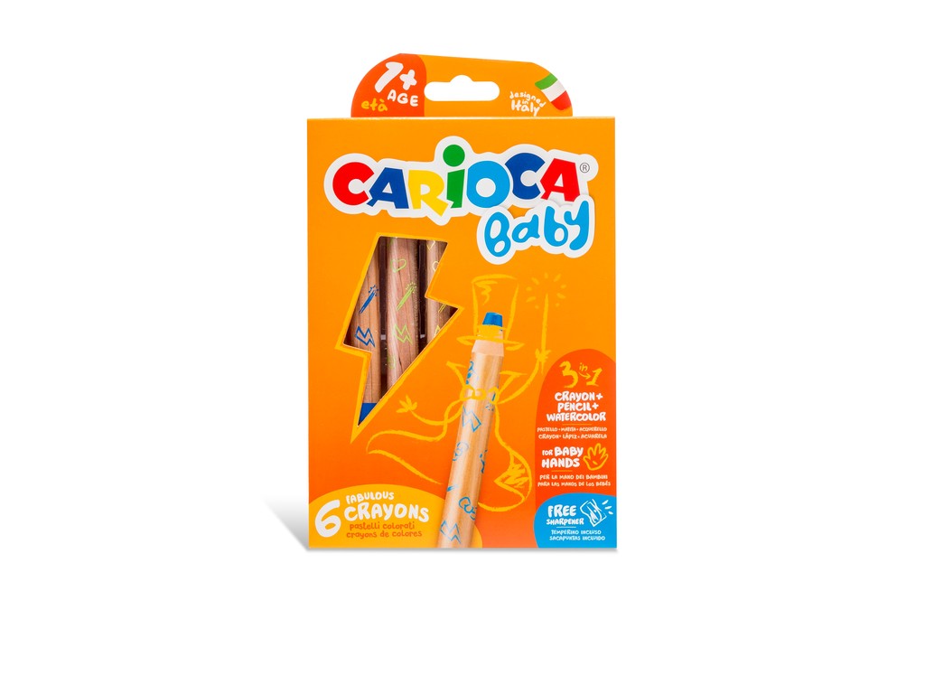 Creioane color 3:1 Baby 1+ 6/set Carioca