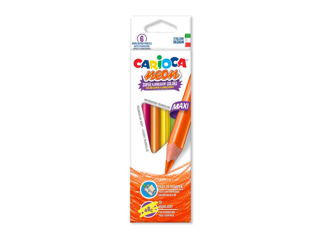 Creioane color triunghiulare Neon 6/set Carioca imagine 2022 depozituldepapetarie.ro