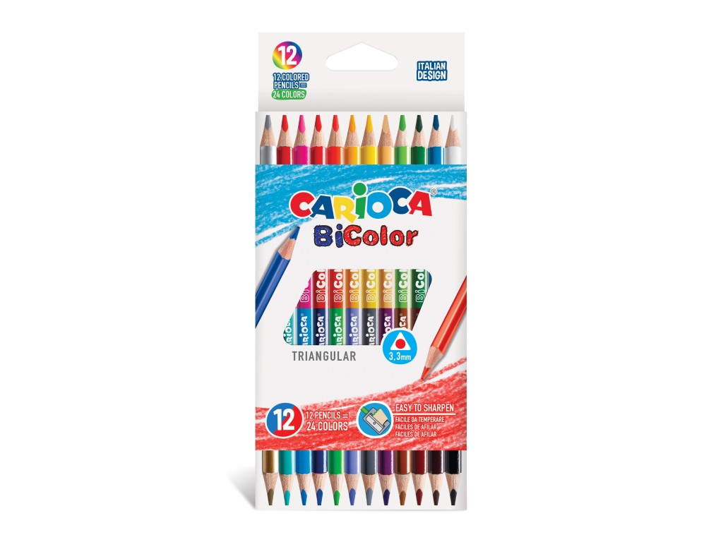 Creioane color Carioca Bi-Color 12/set Carioca imagine 2022 depozituldepapetarie.ro