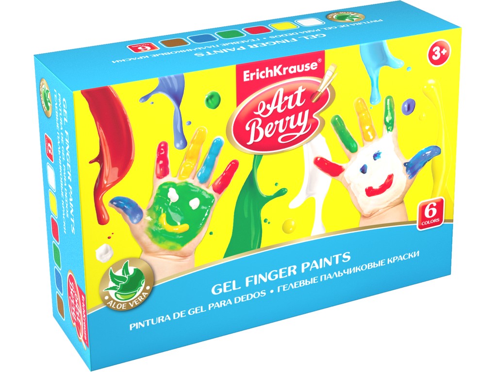 Set acuarele artberry finger paints cu aloe vera 6x100ml