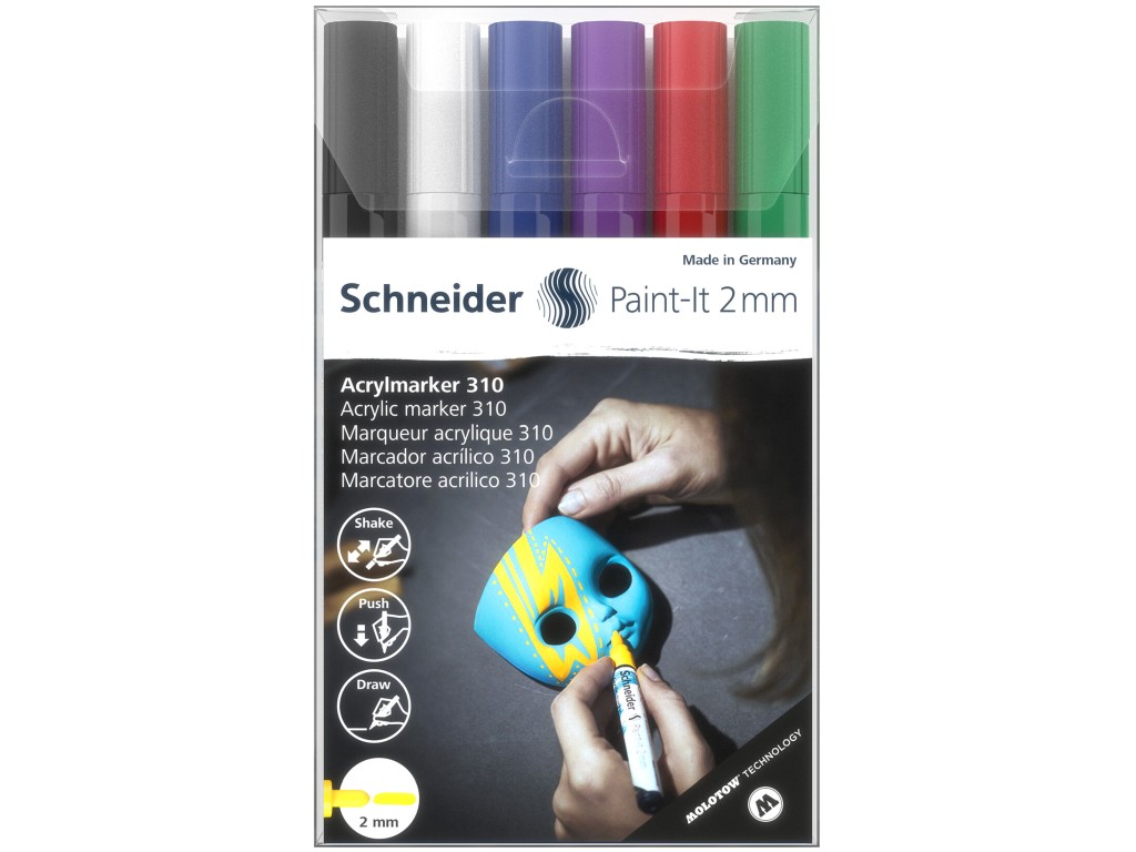 Marker cu vopsea acrilica Paint-It 310 2 mm Schneider 6 buc/set 1 310 imagine noua