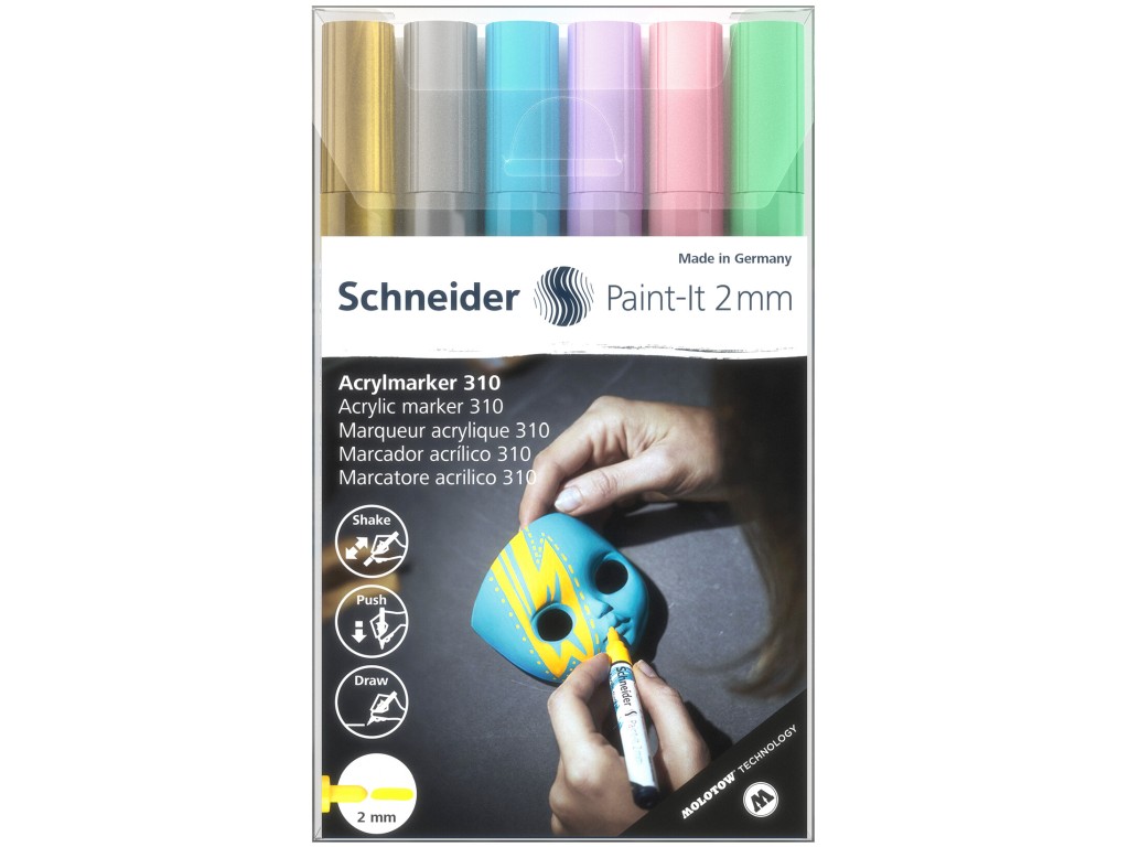 Marker cu vopsea acrilica Paint-It 310 2 mm Schneider 6 buc/set 2 310 imagine noua