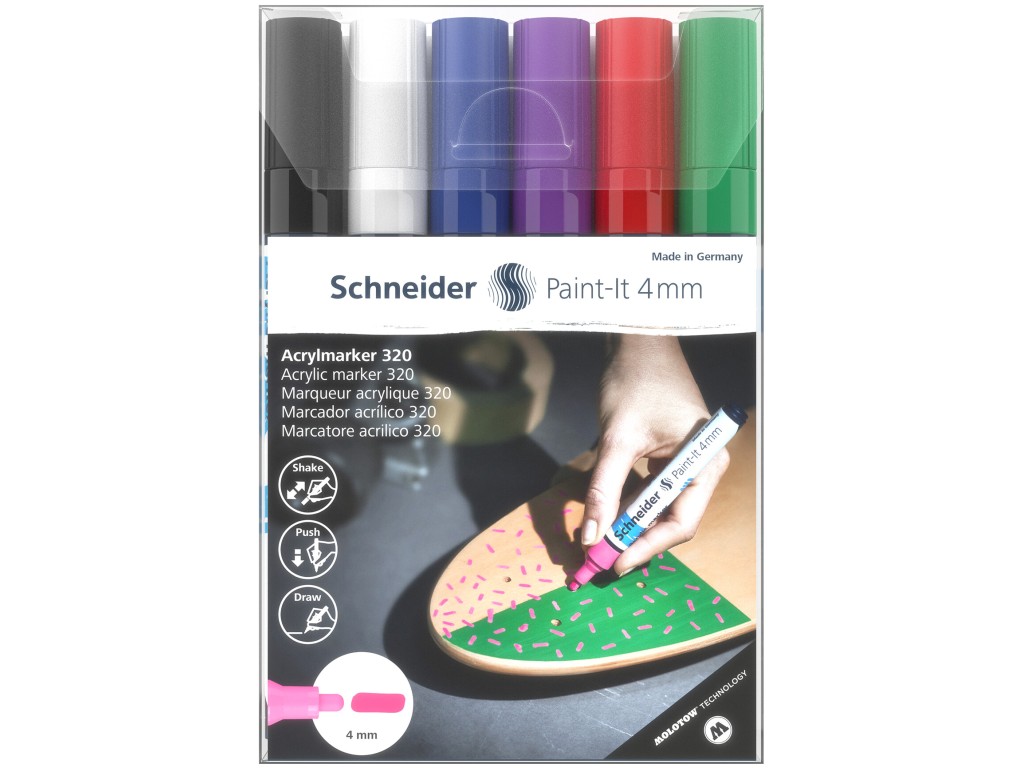 Marker cu vopsea acrilica Paint-It 320 4 mm Schneider 6 buc/set 1