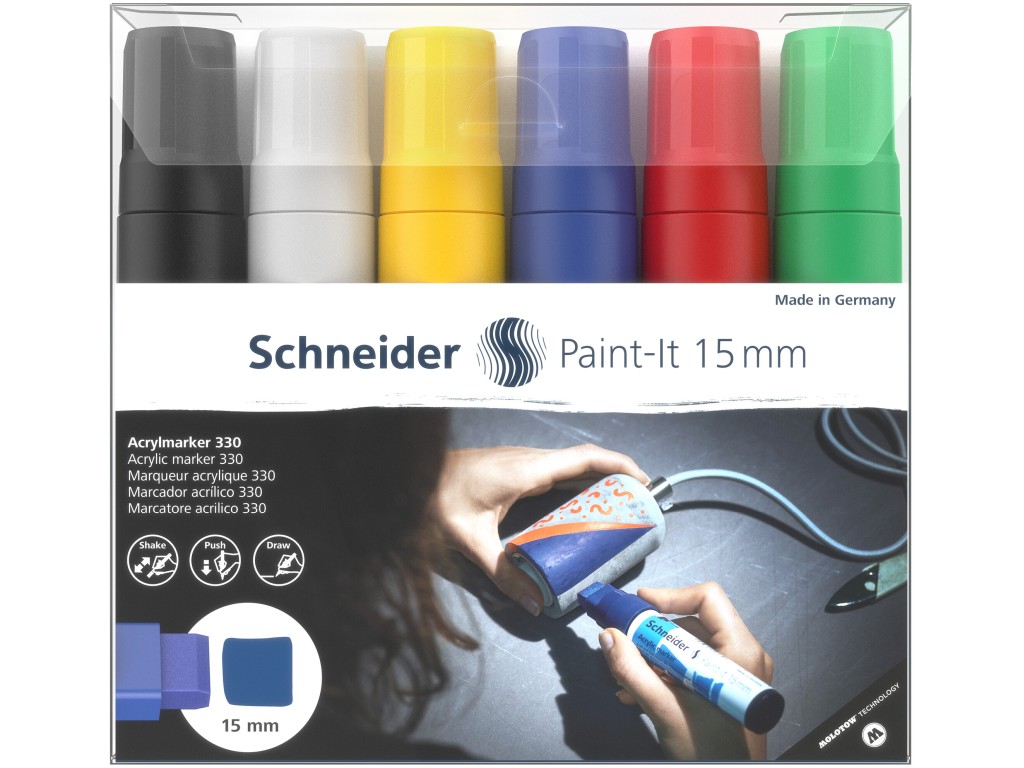 Marker cu vopsea acrilica Paint-It 330 15 mm Schneider 6 buc/Set 1