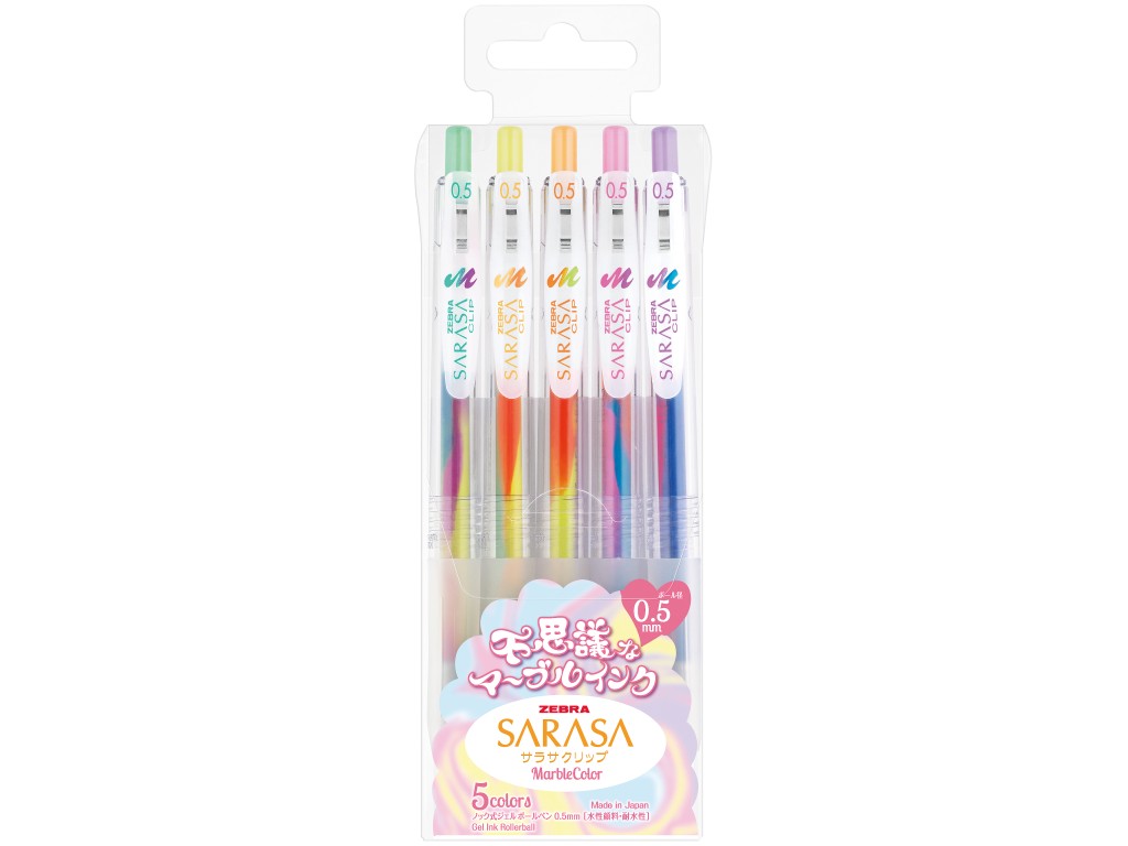 Pix cu gel Sarasa Marble 5 culori/set Zebra