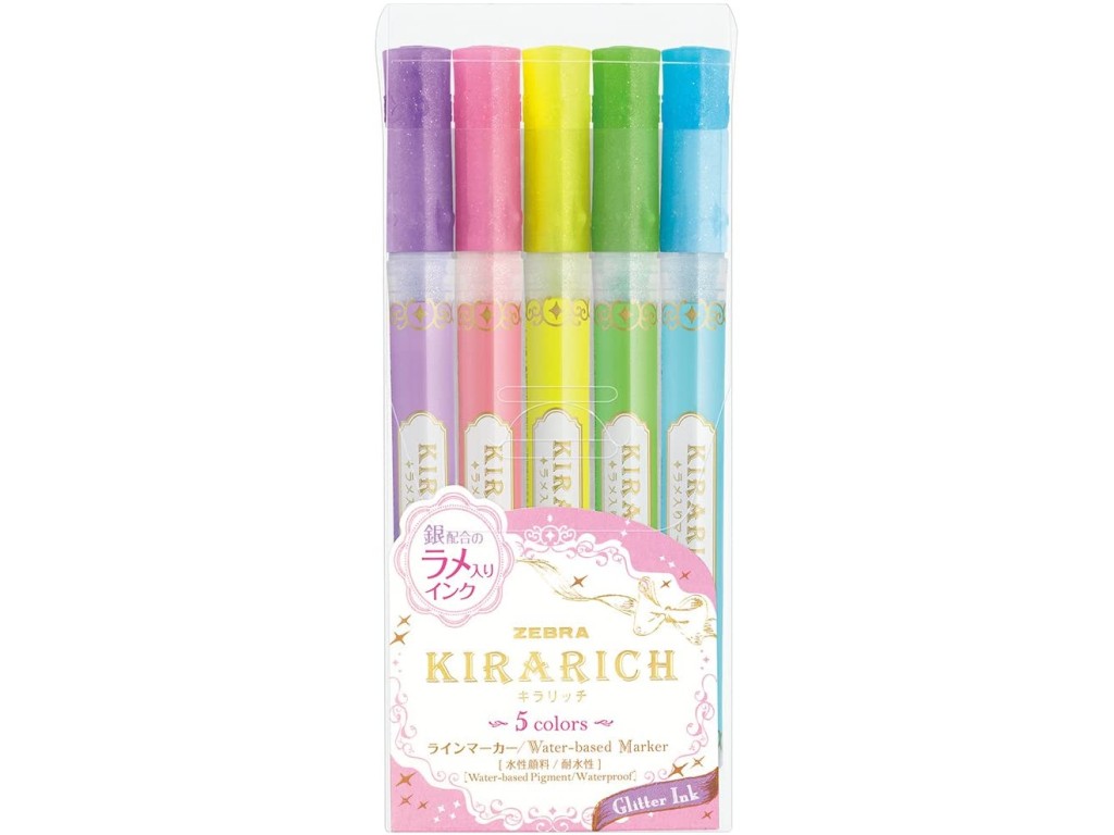 Textmarker Kirarich Glitter 5 culori/set Zebra