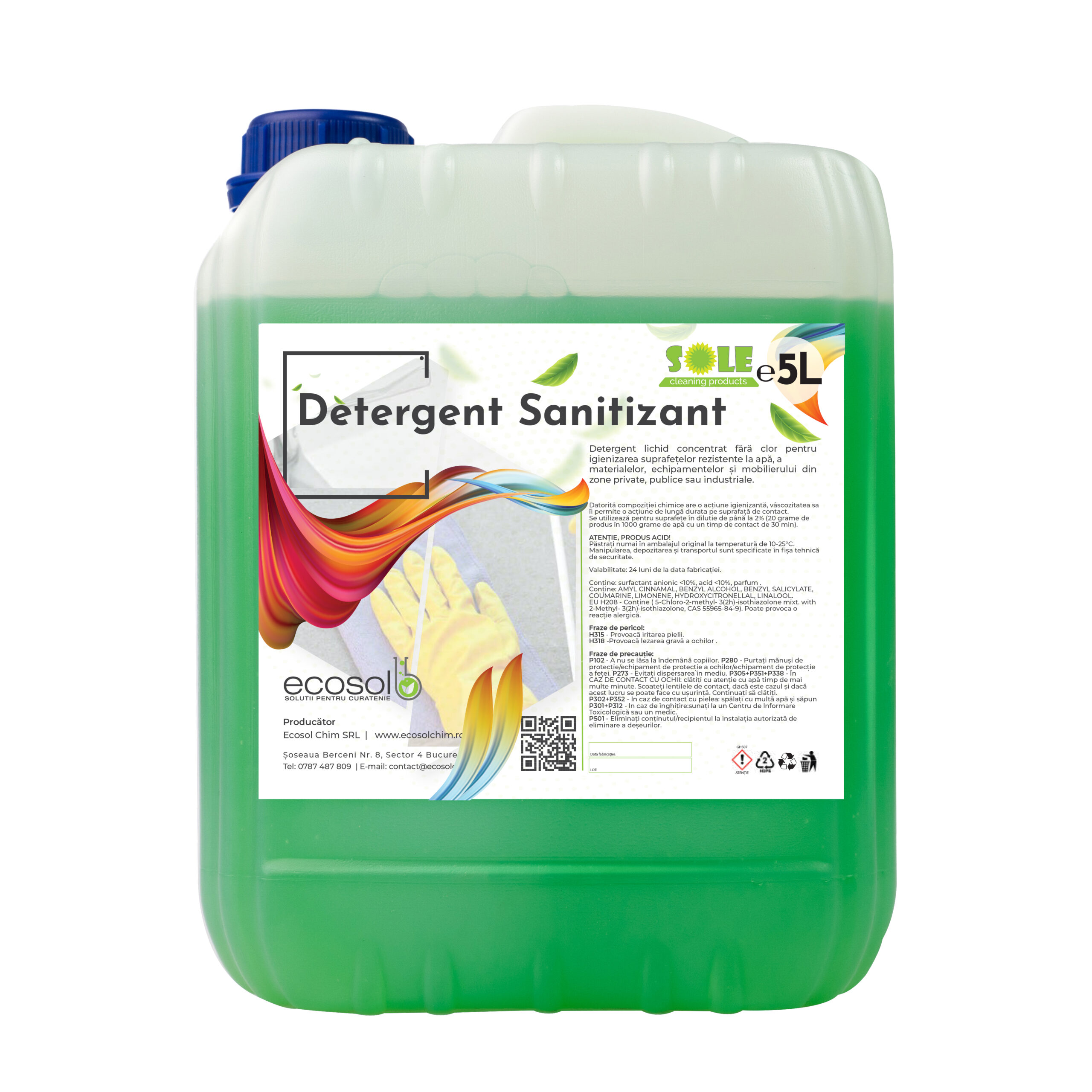 Detergent sanitizant cu clor pentru suprafete 5L AQAS AQAS