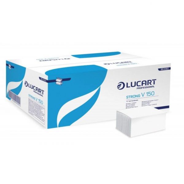 Lucart servetele pliate V albe 25x23cm 150/pachet 2 straturi Lucart imagine 2022 depozituldepapetarie.ro