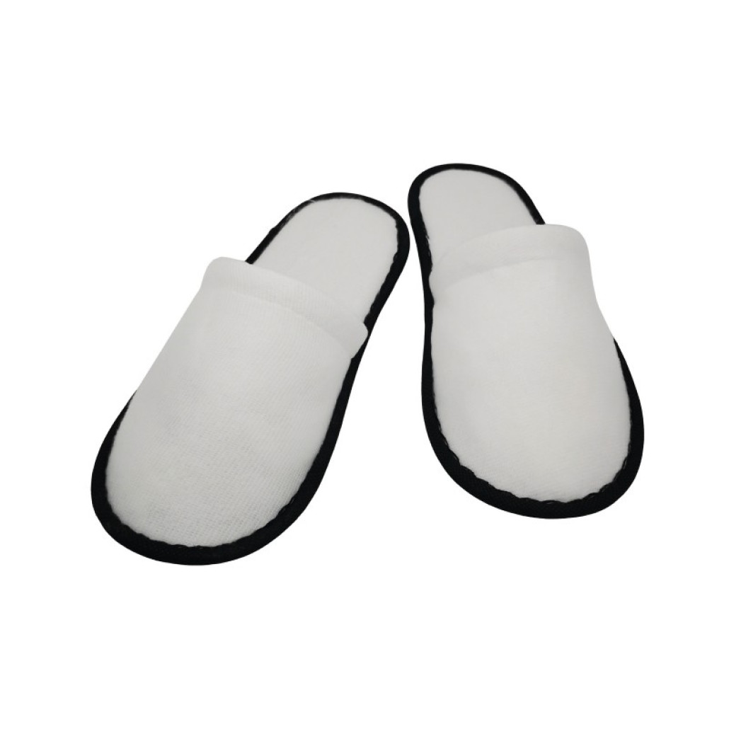 Papuci inchisi in fata din frotir bordura neagra talpa 4mm