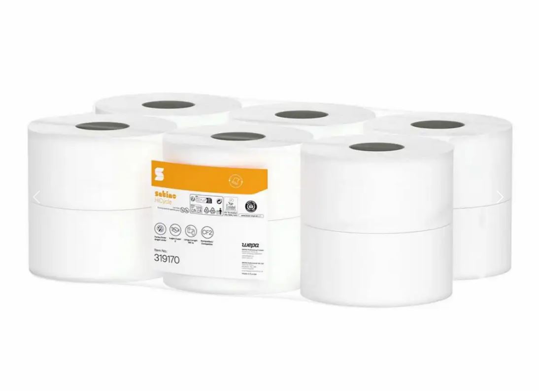 hartie igienica ieftina Rezerva hartie igienica derulare centrala Wepa Comfort (Satino HiCycle) 2 straturi 180 m/rola 12 role/bax
